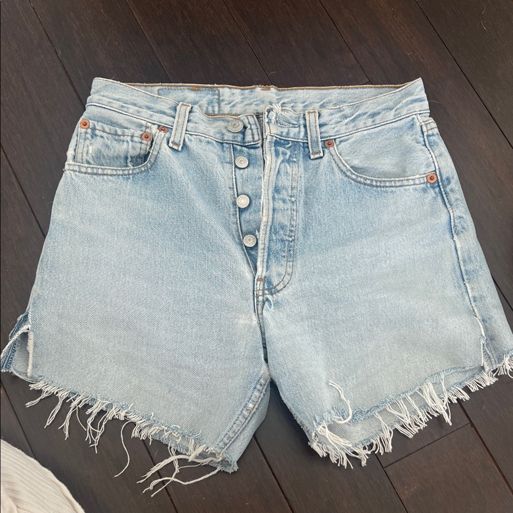 Vintage Levi Blue Jean Shorts with Frayed Hem